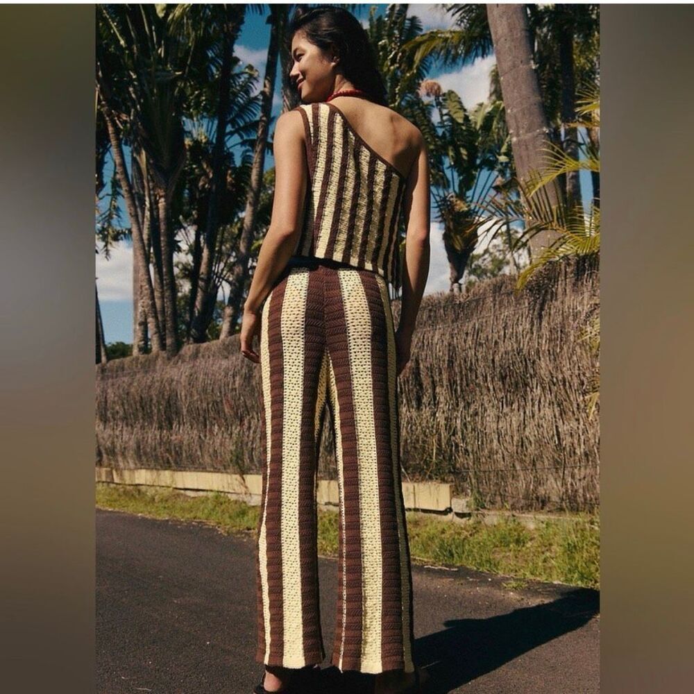 Free People Joan Fauxchet Set Striped Crochet Top and Pants Small - Picture 3 of 10